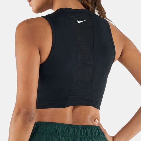 [Nike] Women's Pro Dri-FIT Cropped Tank Top Black Medium - Picture 1 of 10